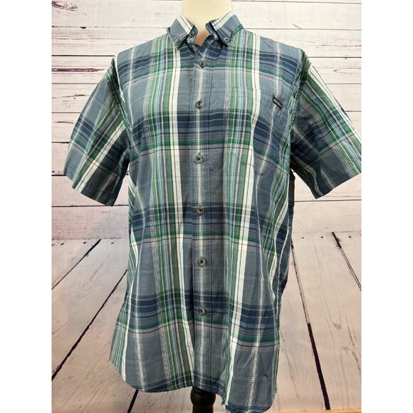 Eddie Bauer Travex Classic Fit Mens Medium Short sleeve button front shirt Plaid - Picture 11 of 12